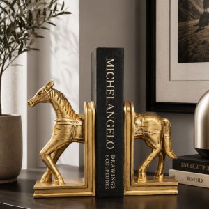 Atlı Kitap Tutucağı Altın renk