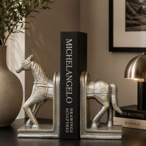 Atlı Kitap Tutucağı Gümüş renk